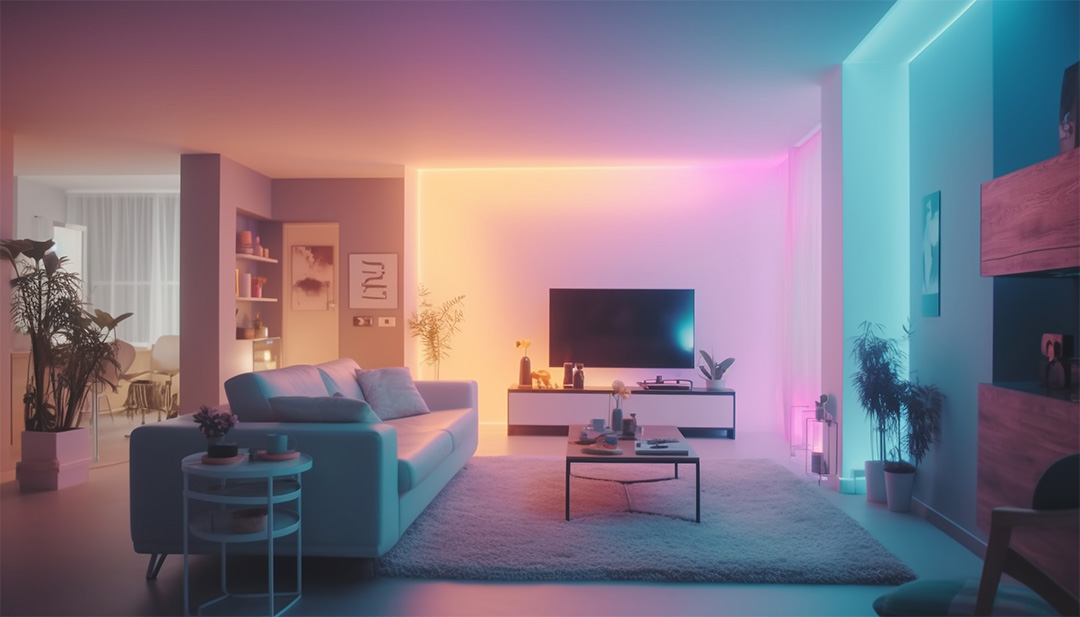 modern interior with ambiant lightning