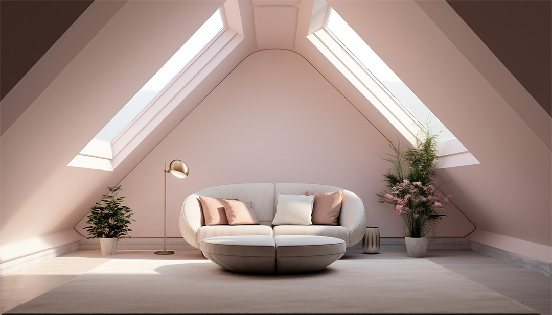 modern interior in a triangular shape